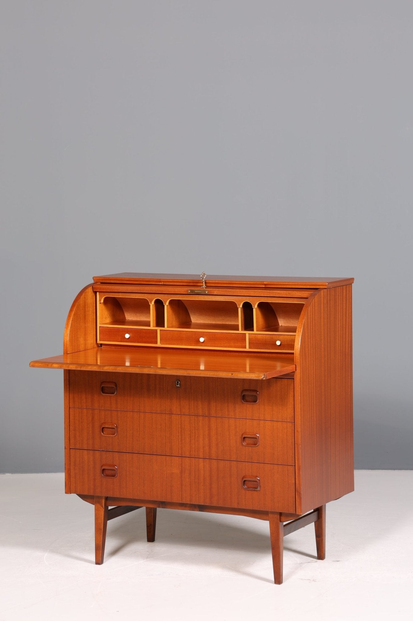 Wunderschöner Mid Century Rollladen Sekretär Danish Design Schreibtisch echt Holz Schrank