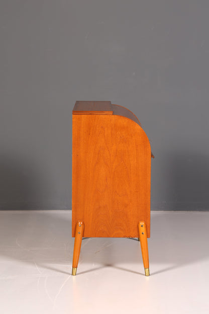 Beautiful mid-century roll-top writing bureau, desk, office cabinet, vintage 1960s wood