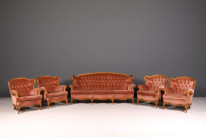 Chippendale Armchair Baroque Style Velvet Fabric Armchair Rococo Antique 4 of 4