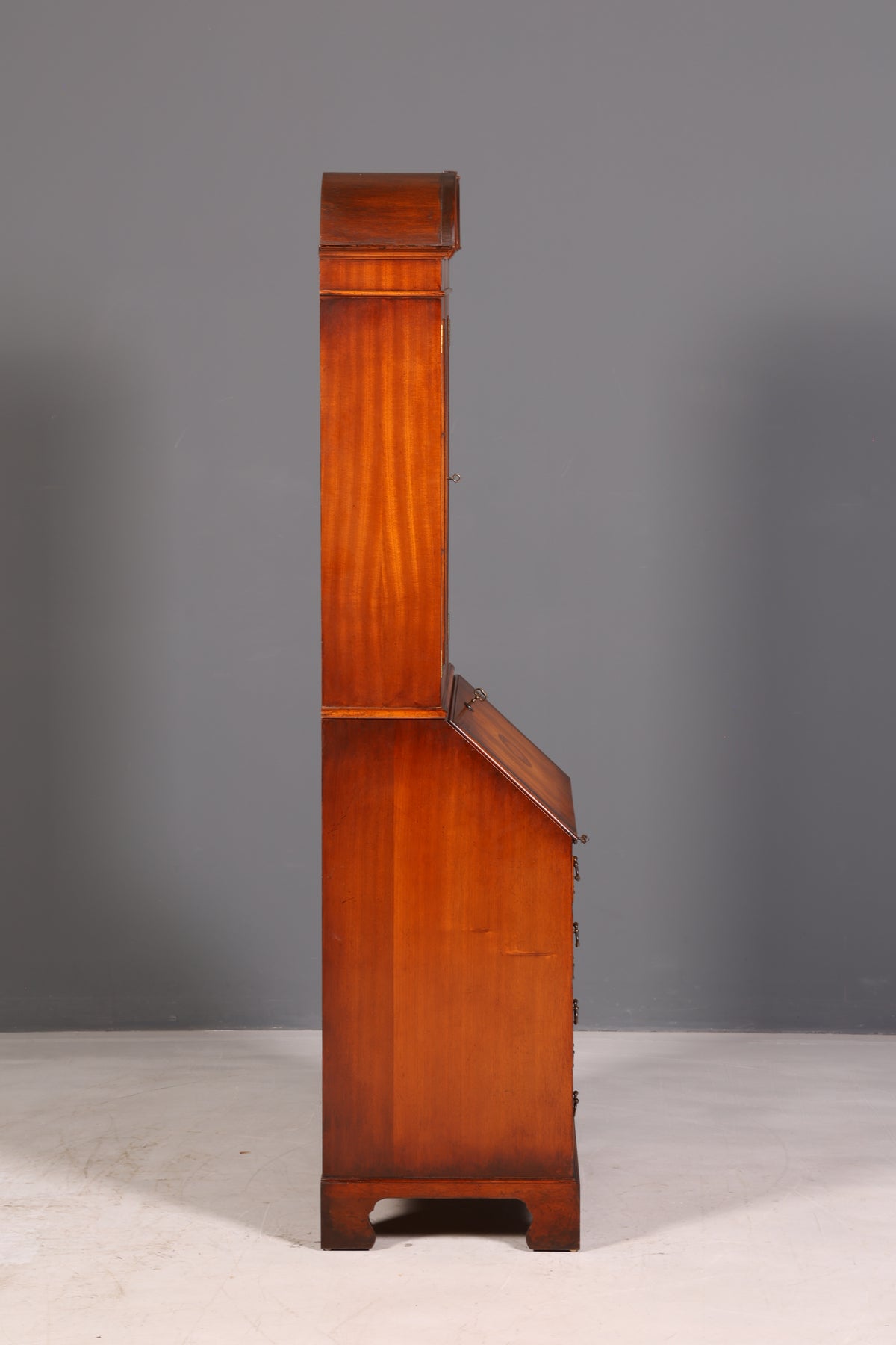 Beautiful English escritoire, secretary desk, bookcase, display cabinet, mahogany, antique office writing desk, UK