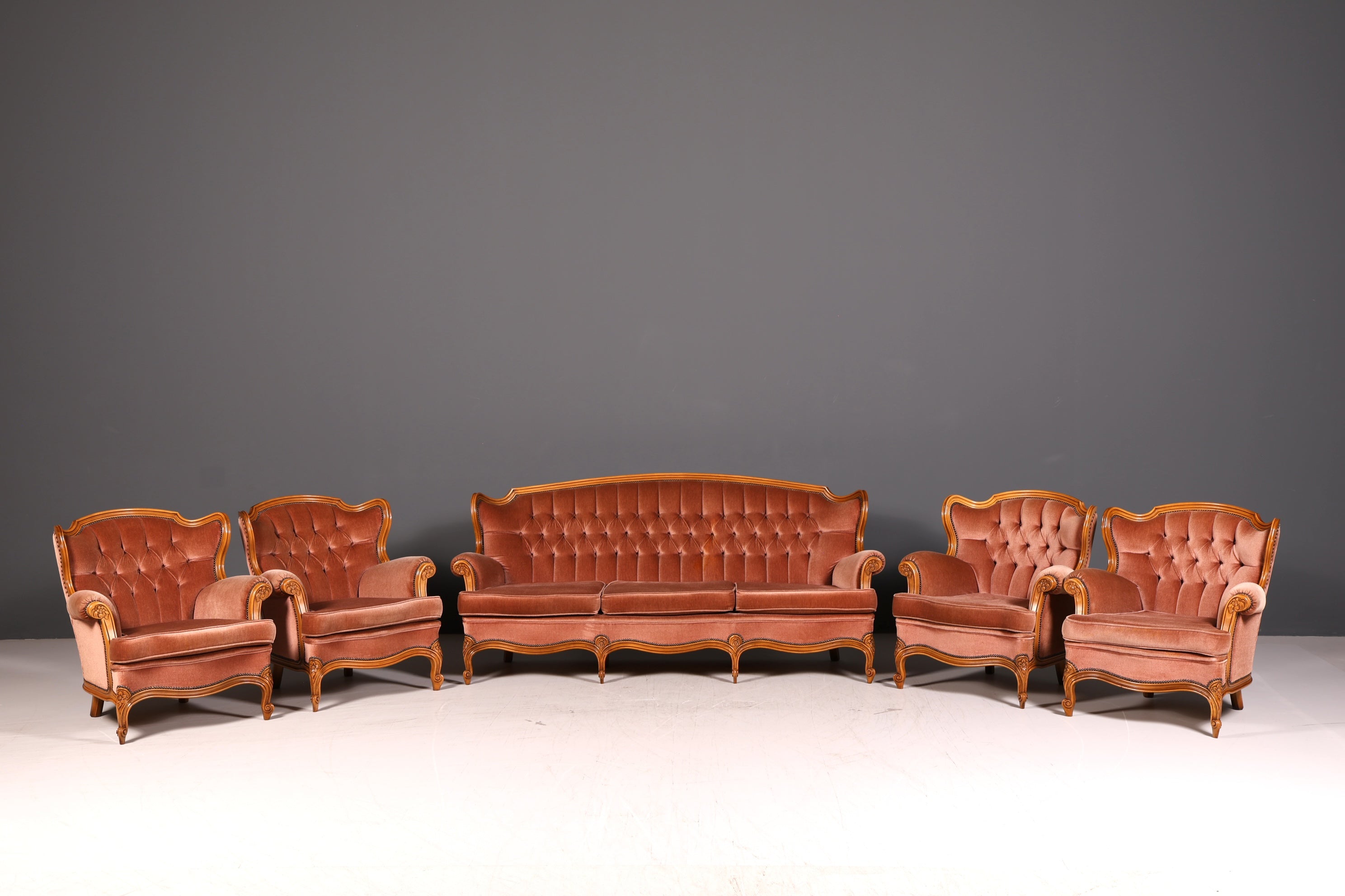 Edler Chippendale Armlehnsessel Barock Stil Samt Stoff Sessel Armchair Rococo Antik 1 von 4