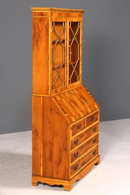 G011 Finish cm, Stilvoller Englischer Sekretär Büro Aufsatzsekretär Eibe Antik Stil Vitrinen Schrank UK