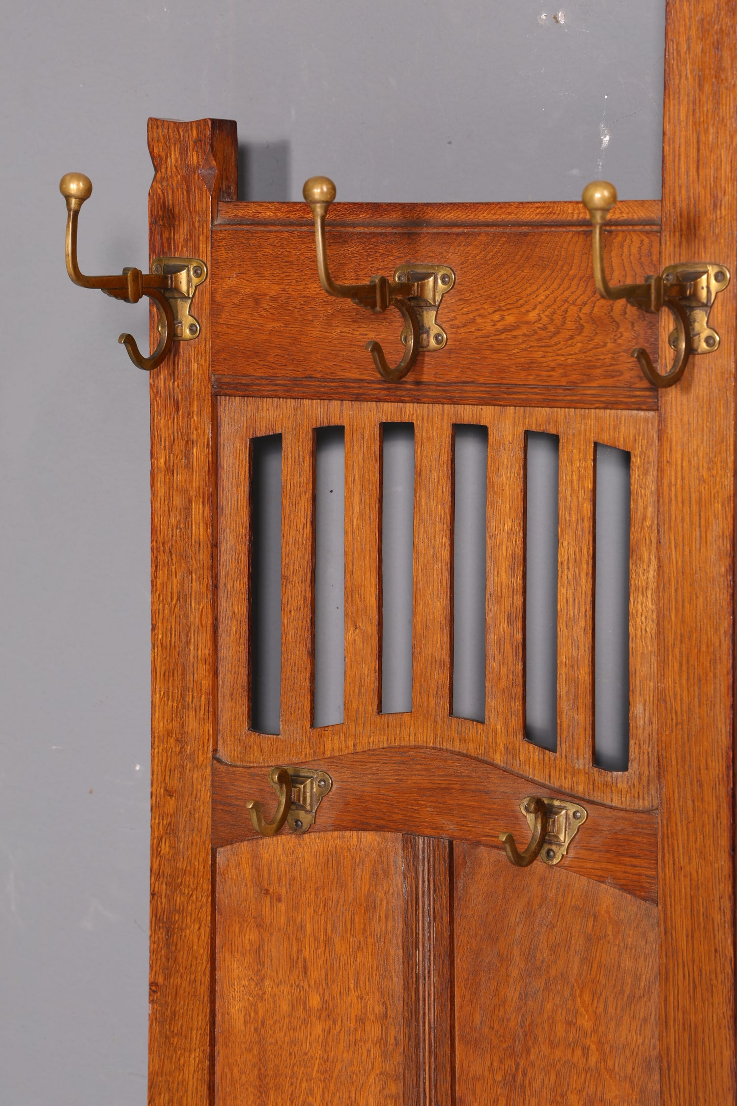 Traumhafte Jugendstil Flur Garderobe Kleiderwand Antik Gründerzeit Spiegel Facettenschliff Massivholz