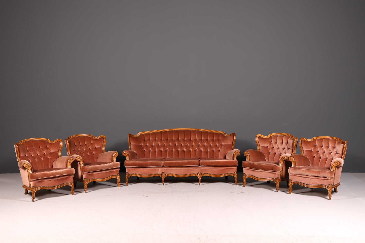 Noble Chippendale Armchair Baroque Style Velvet Fabric Armchair Rococo Antique 3 of 4