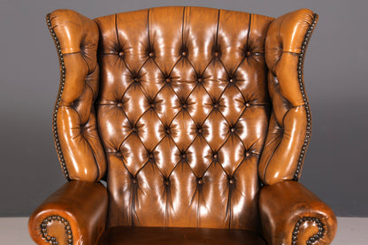 Edler Original Chesterfield Ohrenbacken Sessel Englisch Leder Herrensessel UK Armlehnsessel