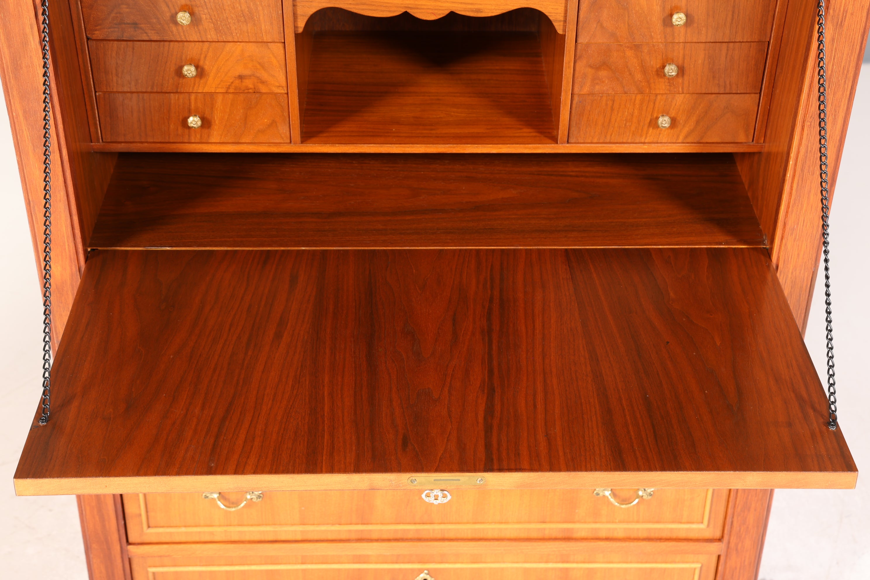 Stilvoller Sekretär im Englischen Stil Büro Vertiko Kommode echt Holz Schreibkommode