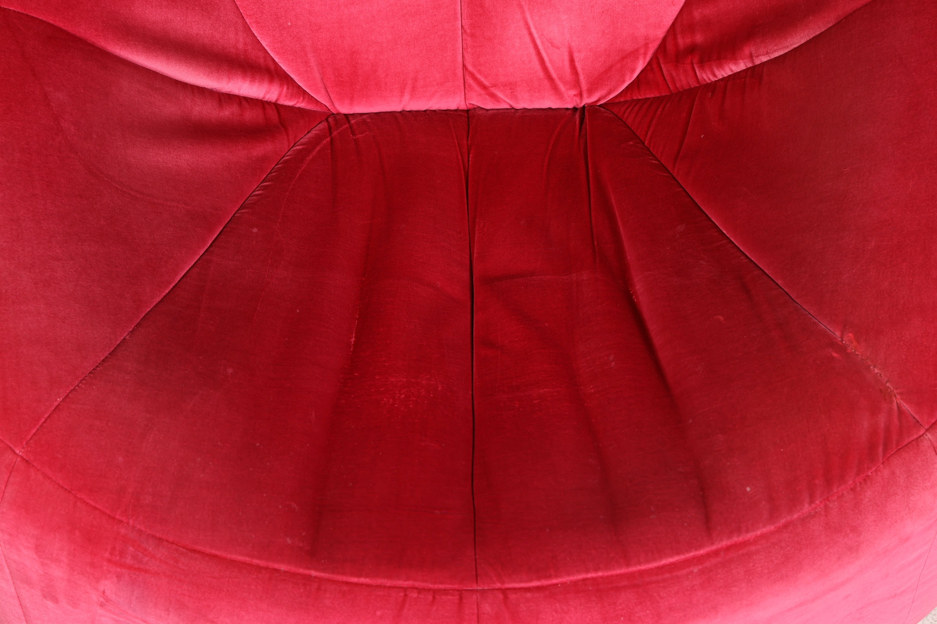 Noble Ligne Roset Pumpkin Armchair with Ottoman Pink Velvet Designer Lounge Chair Pierre Paulin Pouf Vintage
