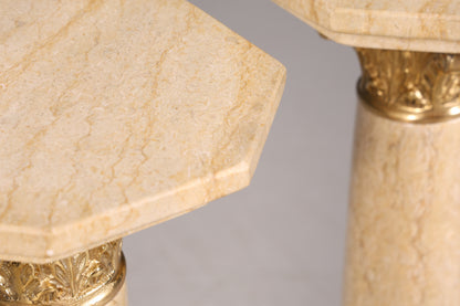 Wunderschöne Barock Stil Säule Louis XV Marmor Blumensäule Naturstein Beige Sockel Ablage 2 von 2