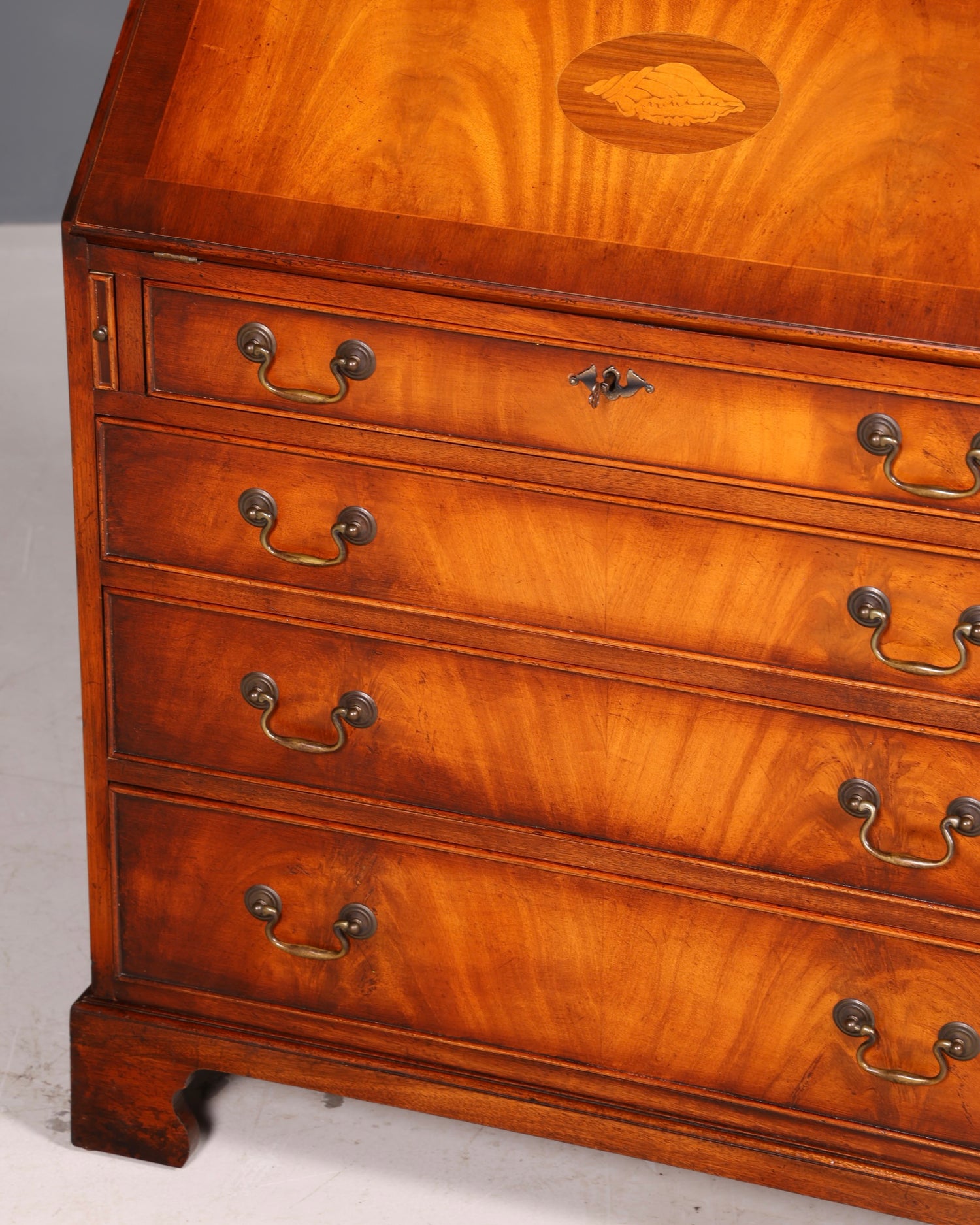 Beautiful English escritoire, secretary desk, bookcase, display cabinet, mahogany, antique office writing desk, UK