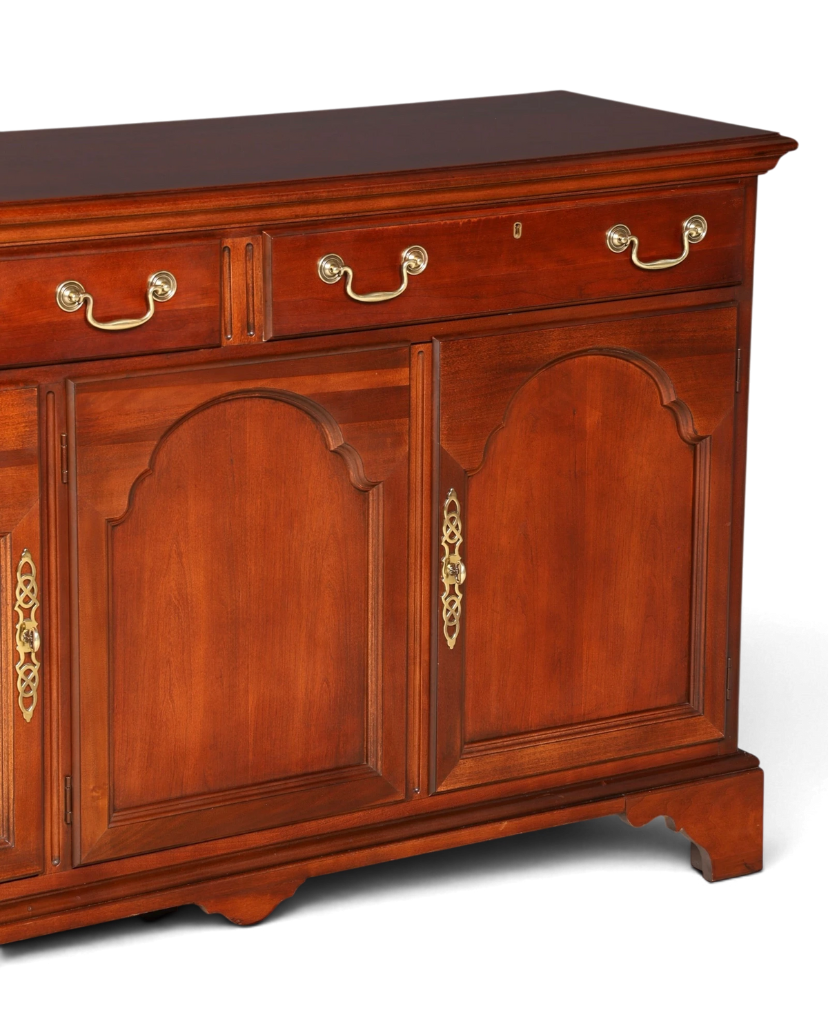 Hauptstadt Möblerei Drexel Heritage Sideboard aus dunklem Holz im Antik-Stil mit Messingbeschlägen und Schubladen