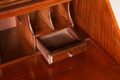 Beautiful English bureau bookcase display cabinet, antique mahogany office writing desk, UK