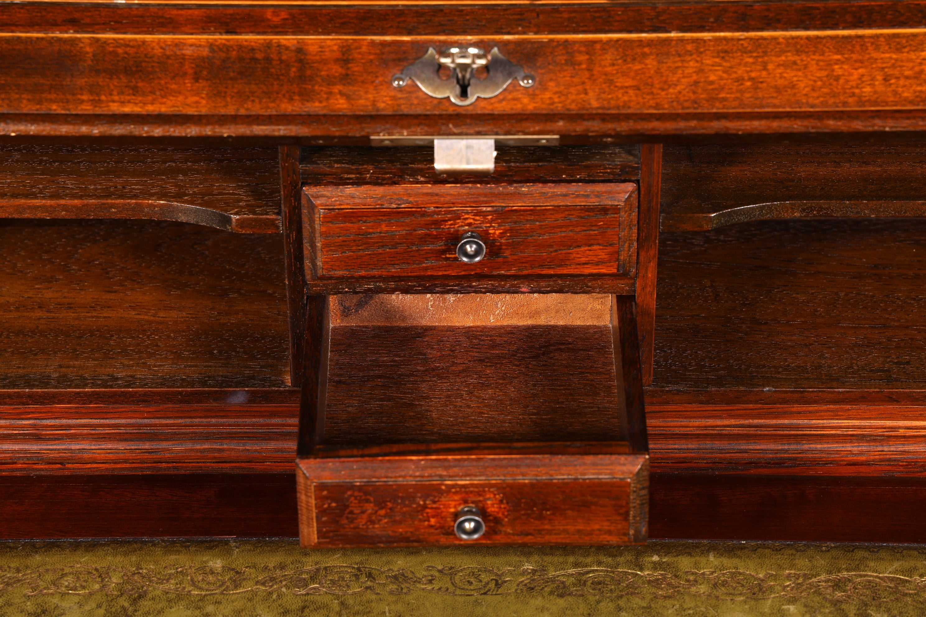 Wunderschöner Englischer Rollladen Schreibtisch Rolltop Desk Sekretär Antik echt Lederauflage Bürotisch Vintage