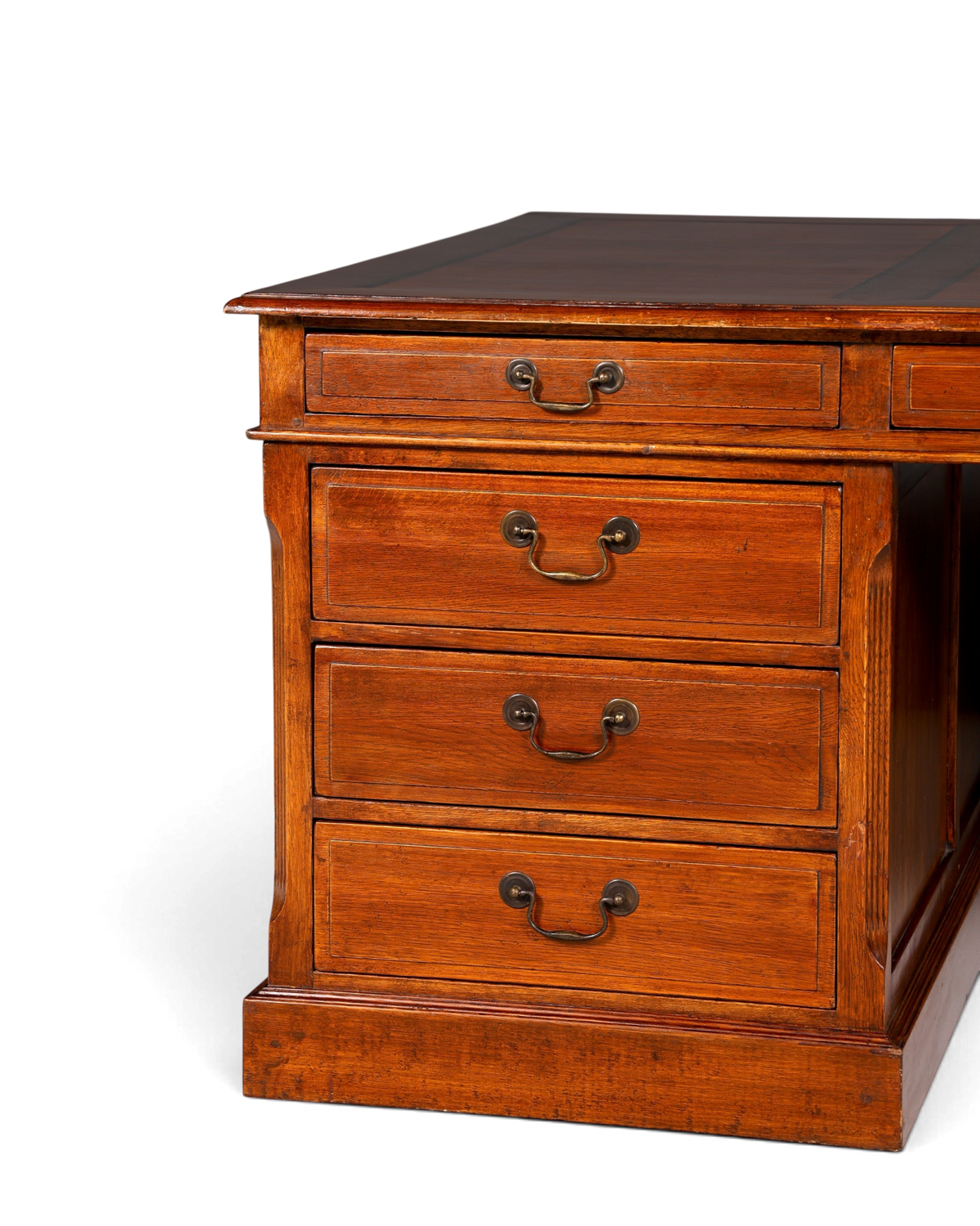 Hauptstadt Möblerei englischer XXL Partnerdesk aus massivem Holz im Vintage-Stil mit Schubladen und Messinggriffen