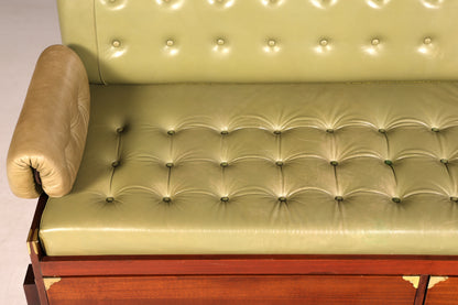 Seltenes Maritim Sofa Daybed Schlafcouch Englischer echt Leder Military Chest Bett Antik