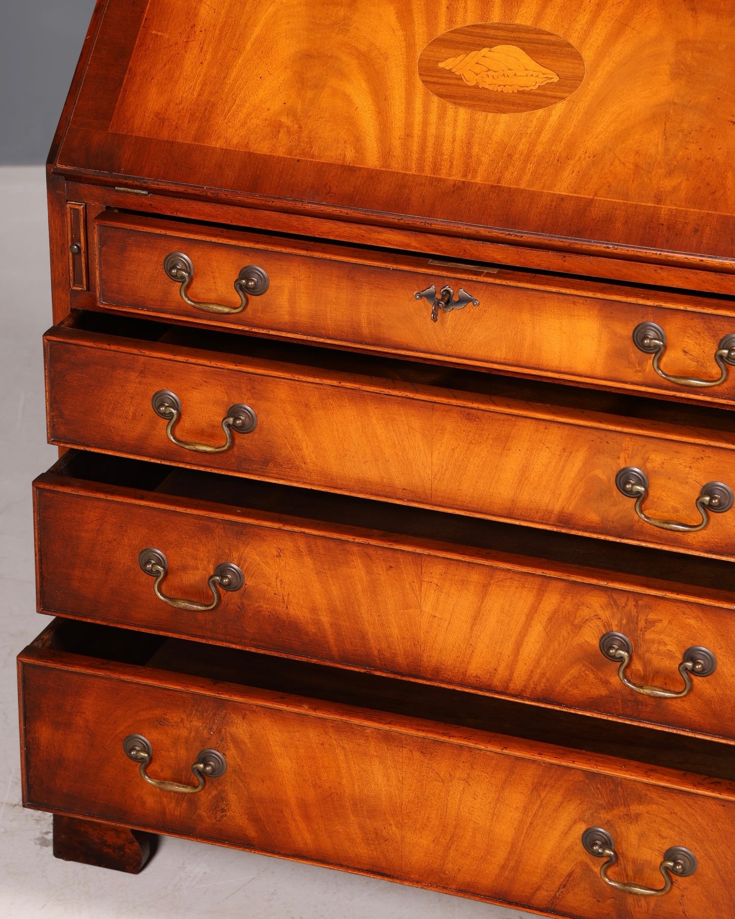 Beautiful English escritoire, secretary desk, bookcase, display cabinet, mahogany, antique office writing desk, UK