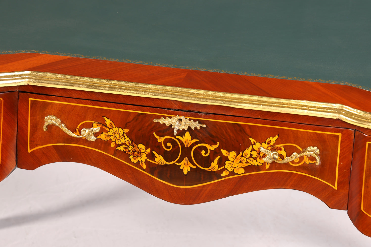 Prächtiger Louis XV Stil Schreibtisch French Desk Antik Stil Bürotisch Echt Holz Messing
