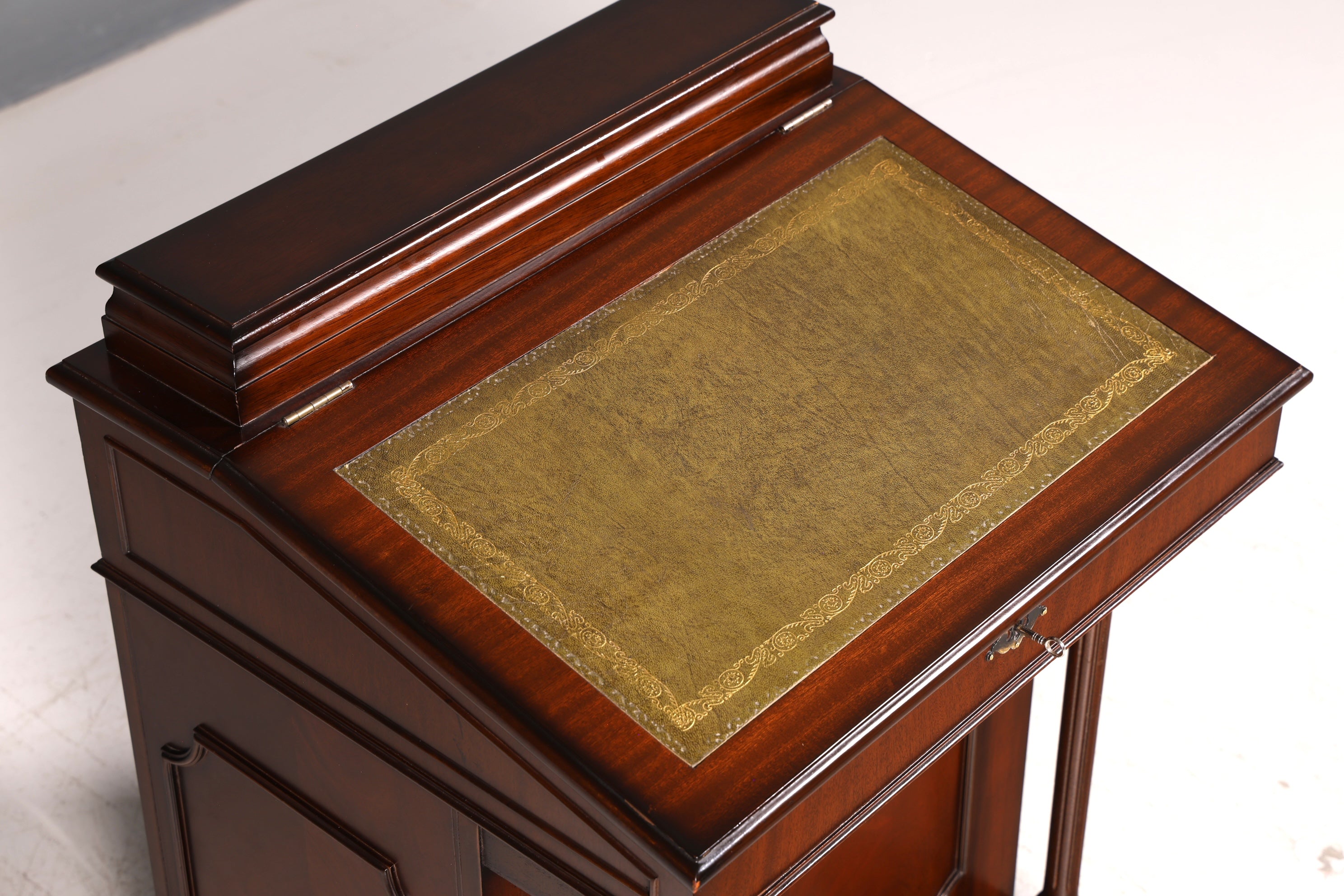 Wunderschöner Englischer Davenport Schreibtisch Desk Sekretär Lederauflage Kommode