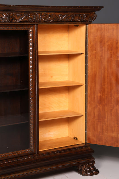 Wunderschöner Neorenaissance Bücherschrank Antik Vitrine Herrenzimmer Gründerzeit Schrank Regal Vintage