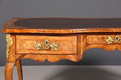 Majestätischer Original Louis XV Schreibtisch 1780 Bureau Plat French Desk echt Leder Antik Bürotisch Office Desk