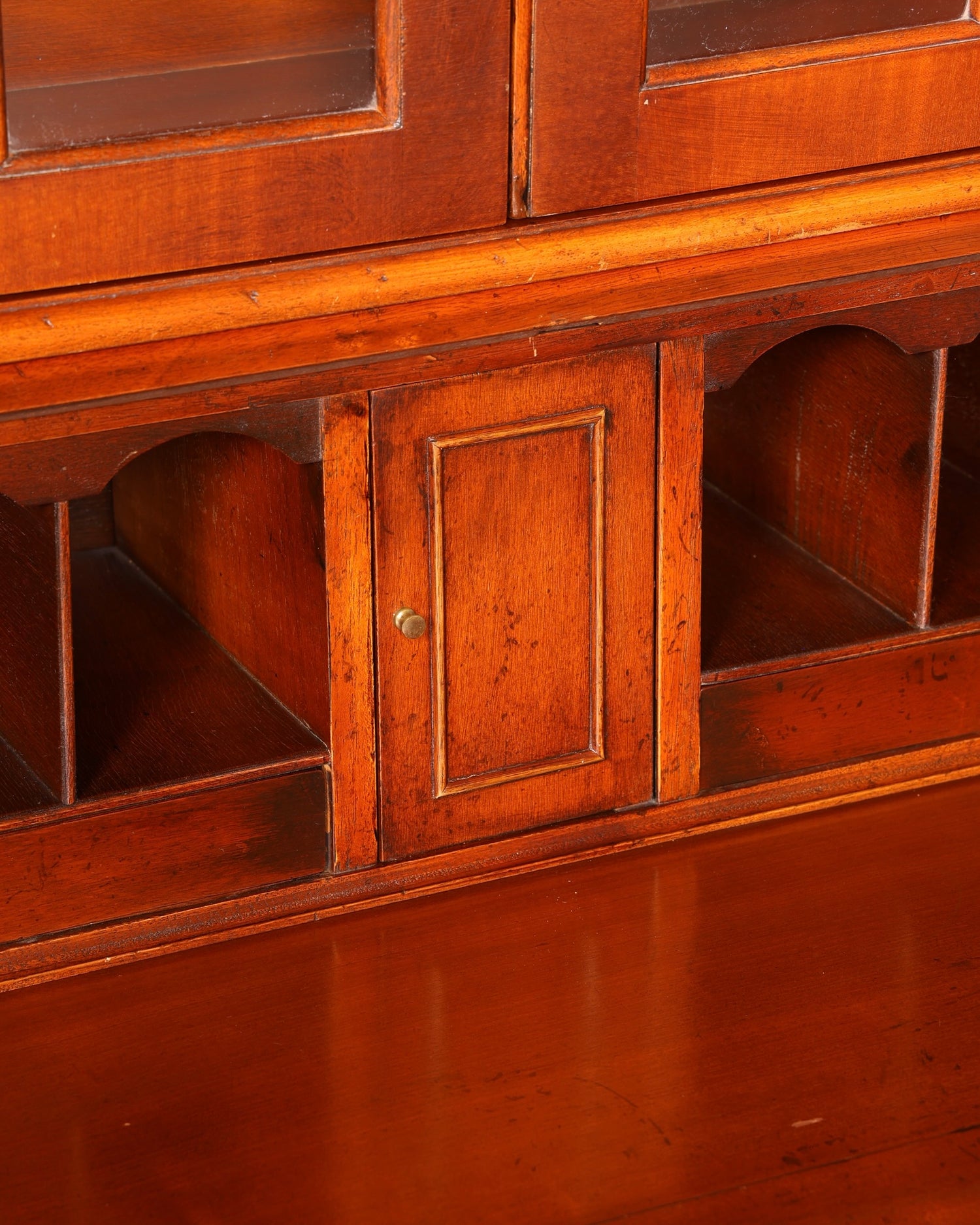 Beautiful English escritoire, secretary desk, bookcase, display cabinet, mahogany, antique office writing desk, UK