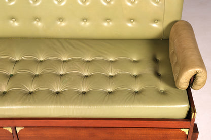 Seltenes Maritim Sofa Daybed Schlafcouch Englischer echt Leder Military Chest Bett Antik