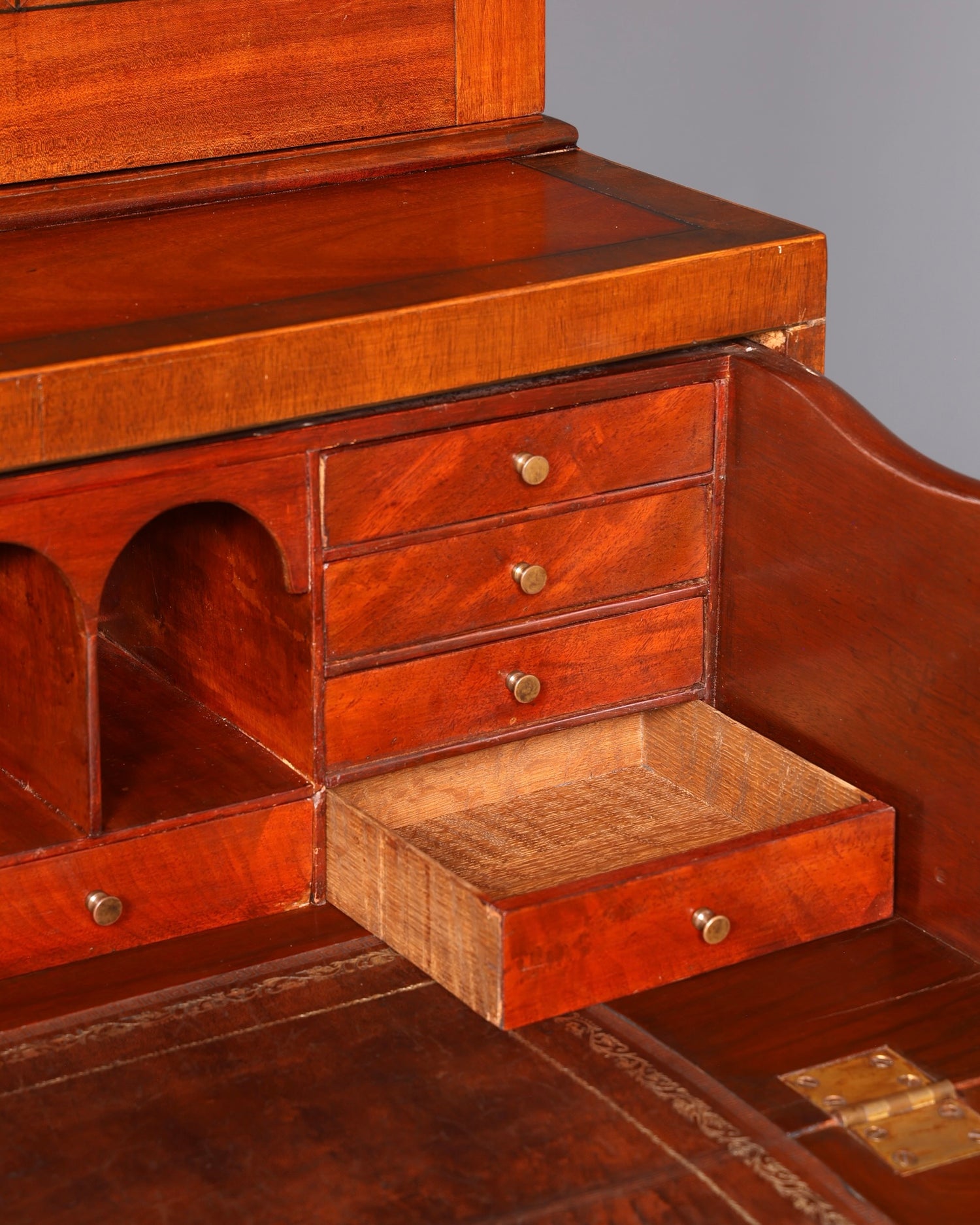 Beautiful antique English secretary desk with hutch, bookcase, display cabinet, mahogany office writing cabinet, UK