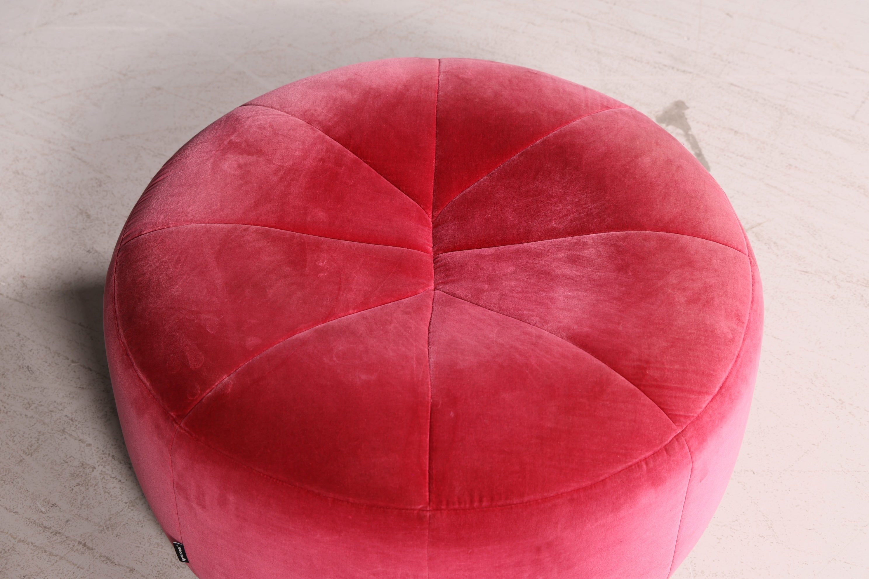 Noble Ligne Roset Pumpkin Armchair with Ottoman Pink Velvet Designer Lounge Chair Pierre Paulin Pouf Vintage