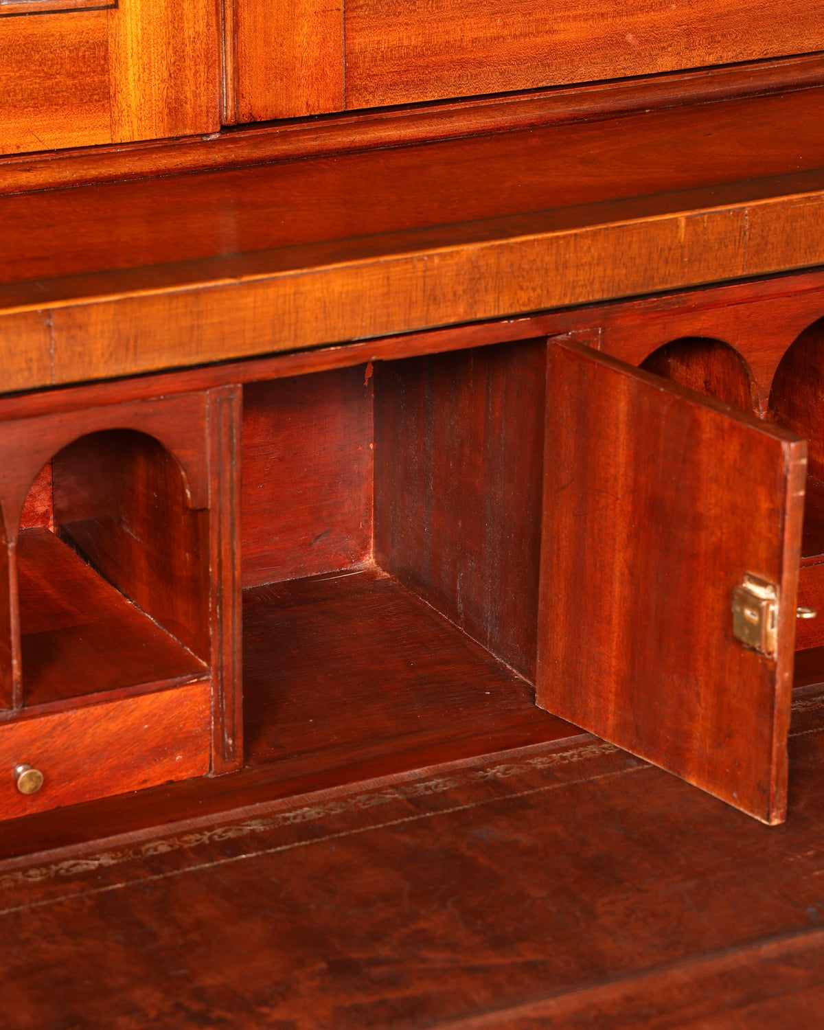 Beautiful antique English secretary desk with hutch, bookcase, display cabinet, mahogany office writing cabinet, UK