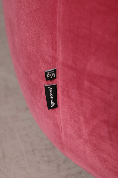 Noble Ligne Roset Pumpkin Armchair with Ottoman Pink Velvet Designer Lounge Chair Pierre Paulin Pouf Vintage