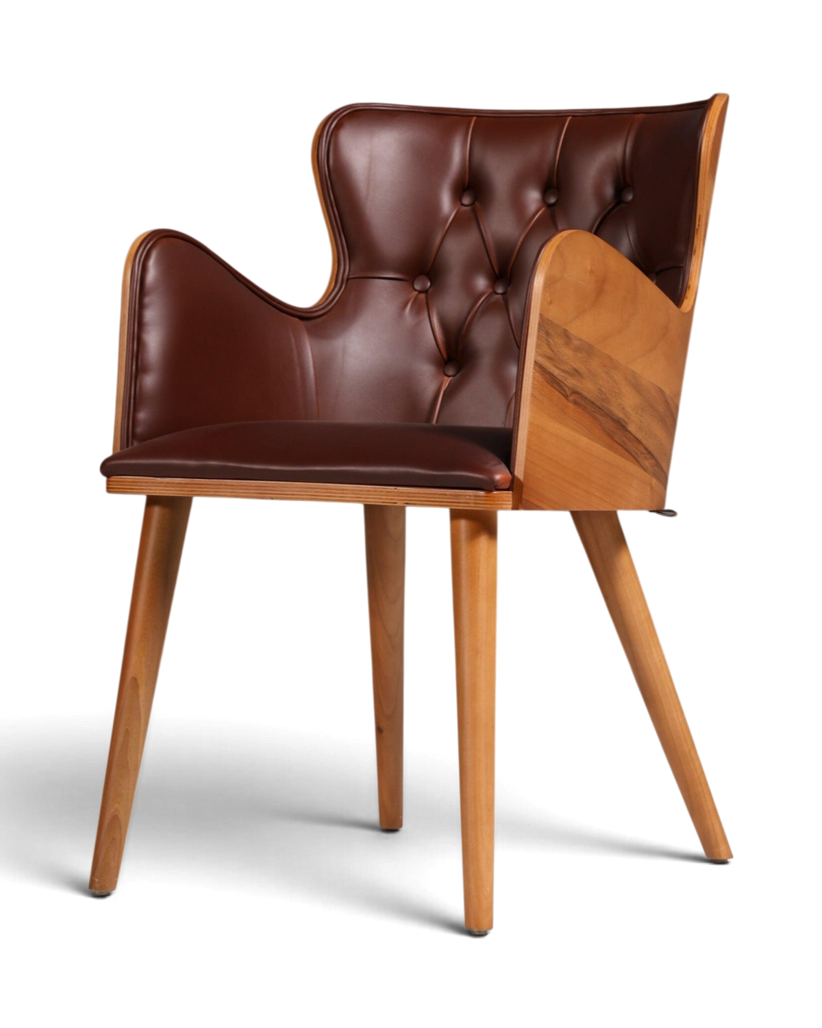 Wunderschöner Chesterfield Stil Stuhl "León Brown" Armlehnstuhl Nussbaum Esszimmerstuhl Sekretär Stuhl