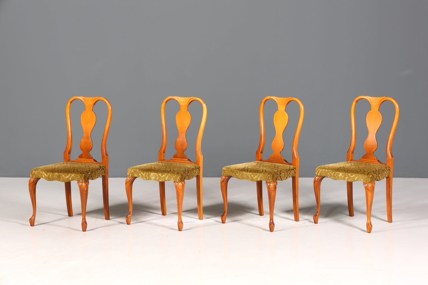 4x Wunderschöne Chippendale Stühle Barock Stil Stuhlset Polsterstuhl Set Küchenstühle Esszimmer Stühle