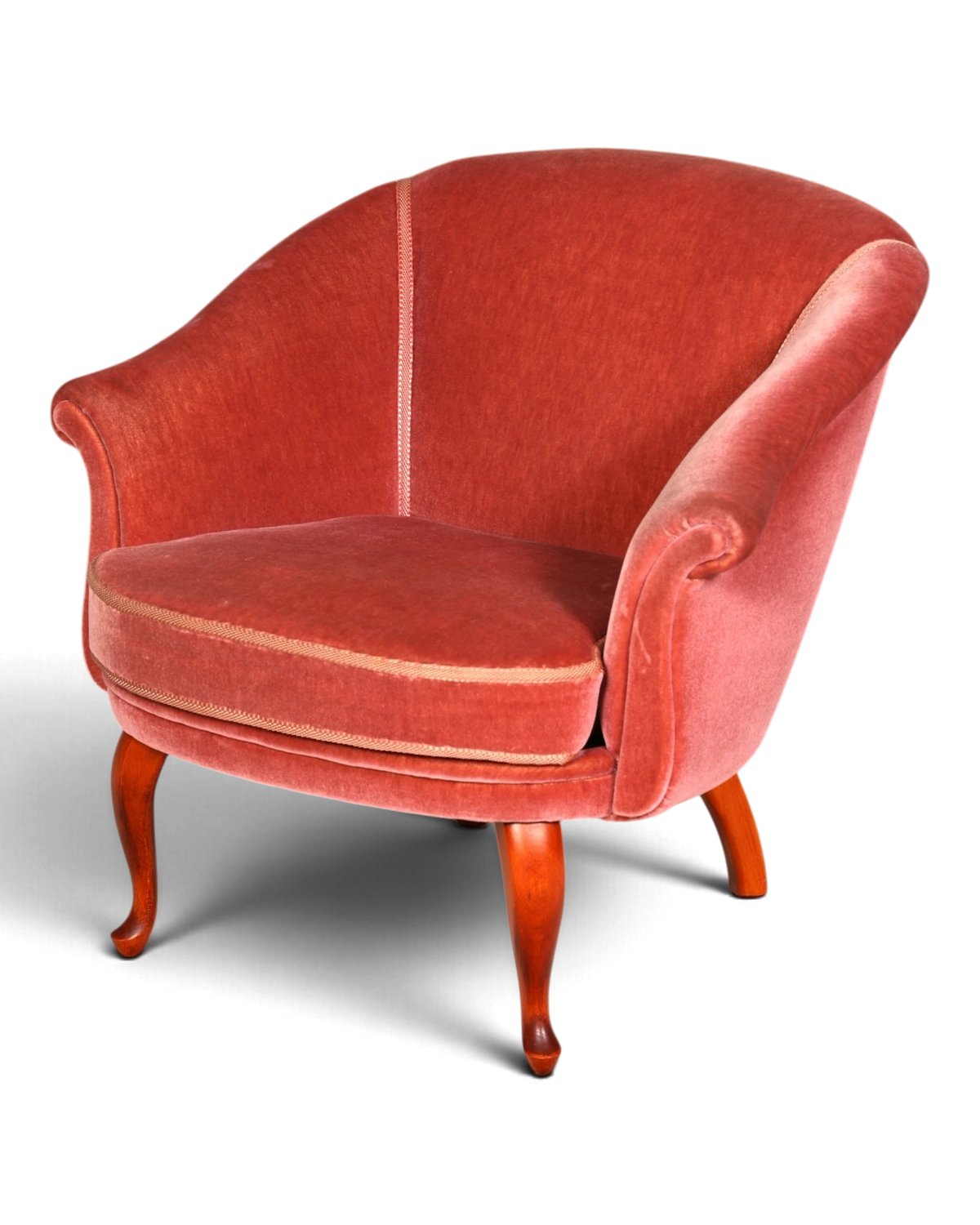 Wunderschöner Chippendale Sessel 50er Jahre Polstersessel Stoff Altrosa Vintage Clubsessel 1 von 2