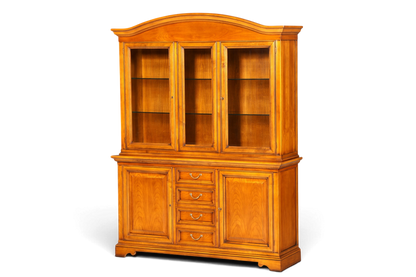 Hauptstadt Möblerei Selva Vitrine aus Kirschholz im Antik-Stil mit Glastüren, Schubladen und viel Stauraum