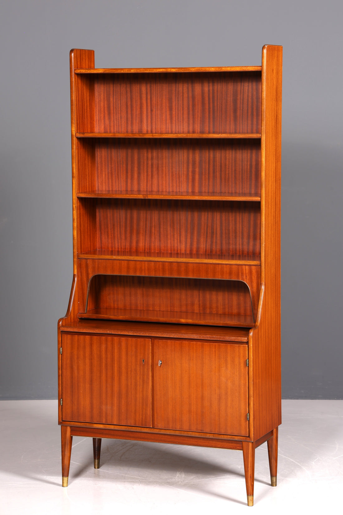 Wunderschöner Mid Century Schrank Bücherregal Vintage Sekretär Highboard Holz Regal