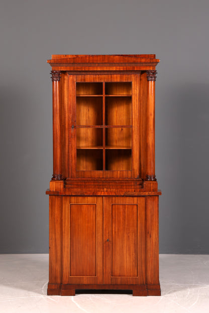 Wunderschöne Original Biedermeier Vitrine um 1820 Antiker Mahagoni Schrank Antik Säulen