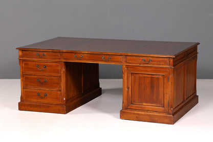 Beeindruckender Englischer XXL Schreibtisch Bürotisch Office Desk Partnerdesk Antik Massivholz Vintage
