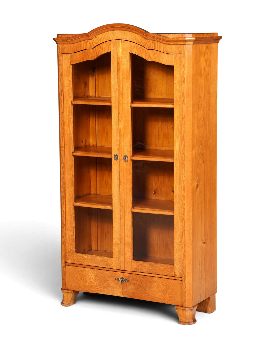 Hauptstadt Möblerei Biedermeier Vitrine aus massivem Weichholz mit Glastüren und Schublade im Landhausstil