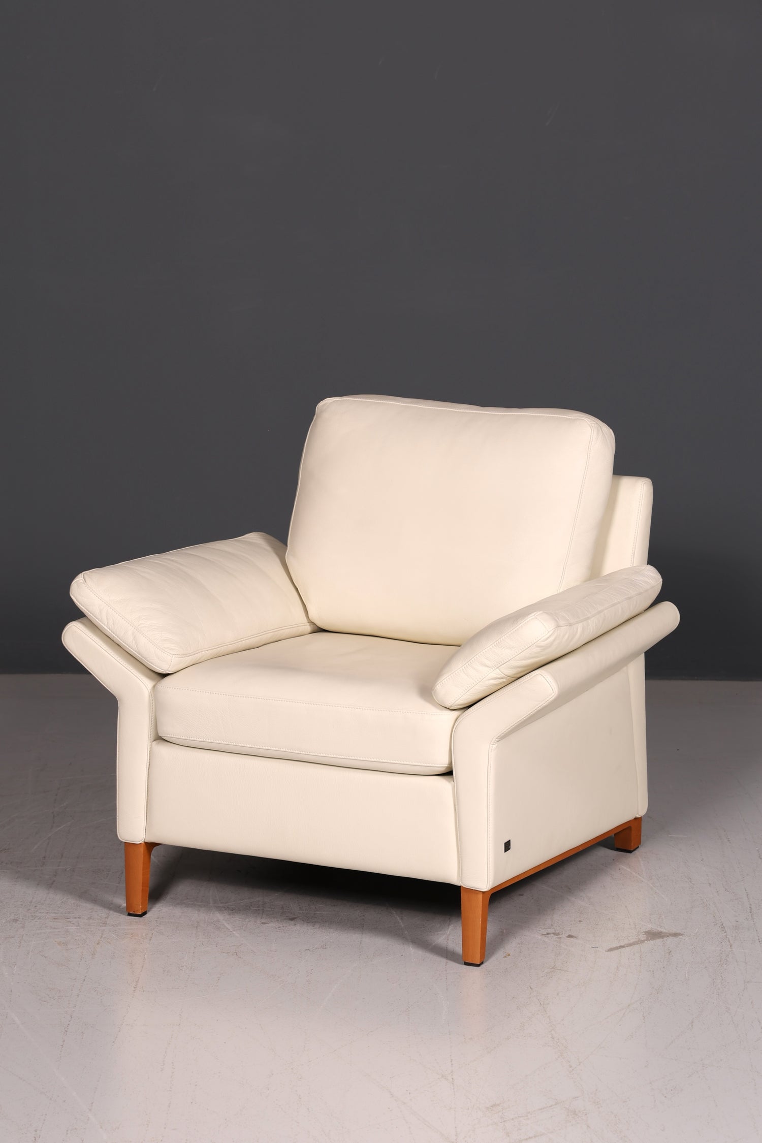 Wunderschöner Original Rolf Benz Sessel Modell 3300 Creme Echtleder Ledersessel Designer Loungesessel