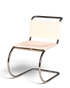 Hauptstadt Möblerei Knoll International MR Chair Freischwinger aus verchromtem Stahlrohr mit weißem Echtleder