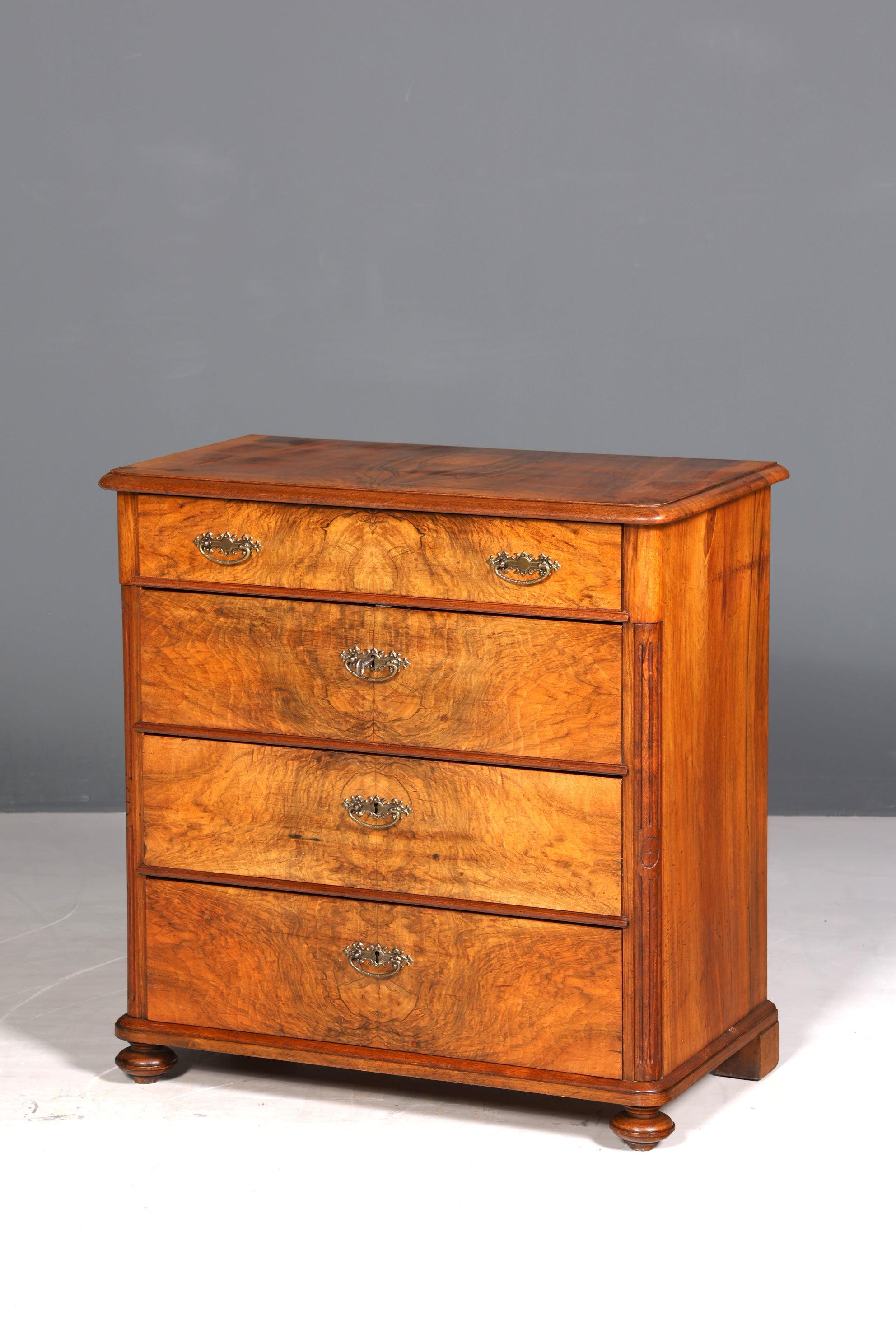 Stylish Louis Philippe Biedermeier antique chest of drawers, linen chest