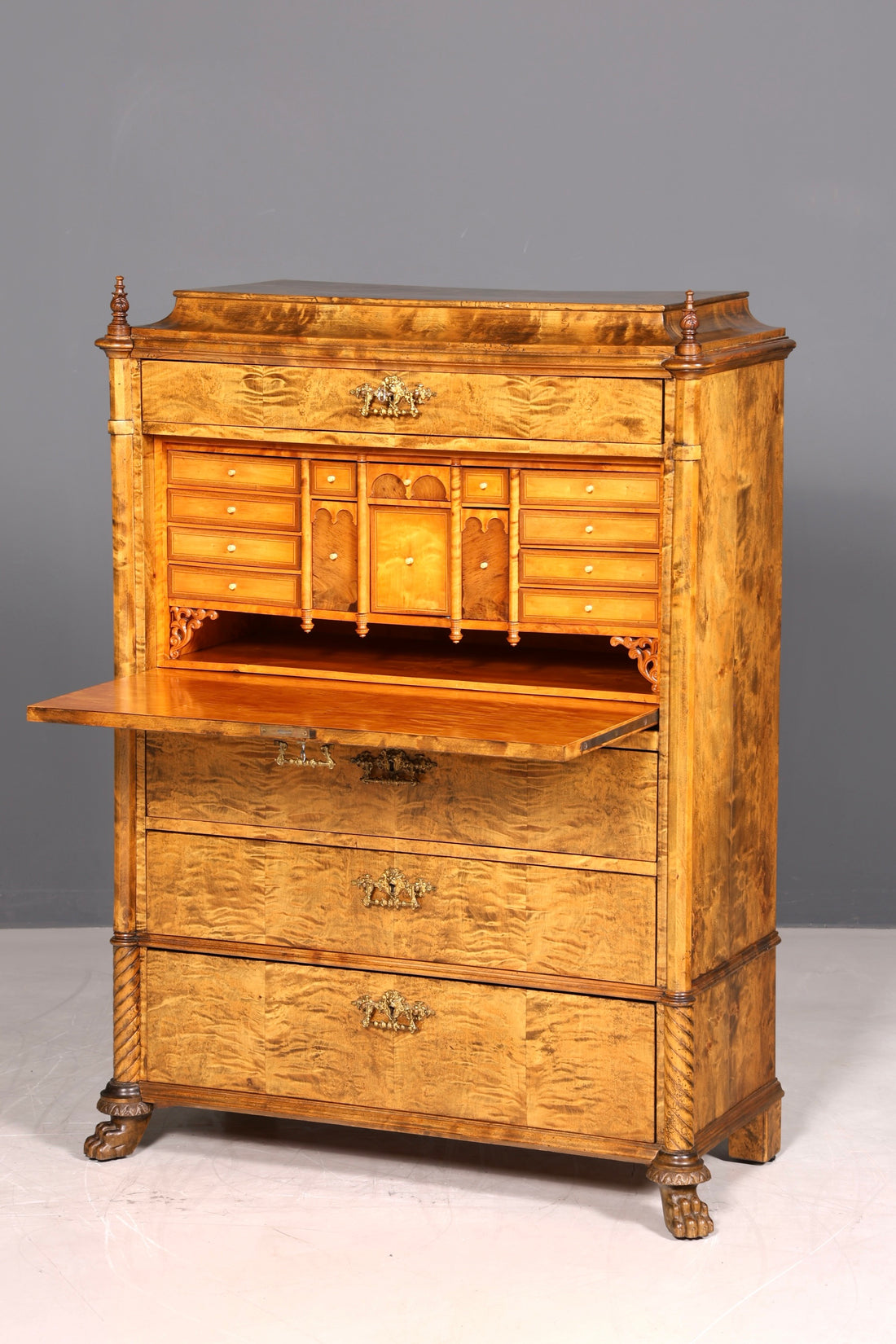 G545 Finish cm Stilvoller Biedermeier Sekretär Louis Philippe Vertiko Antik Kommode Schreibkommode Office Desk (Kopie)