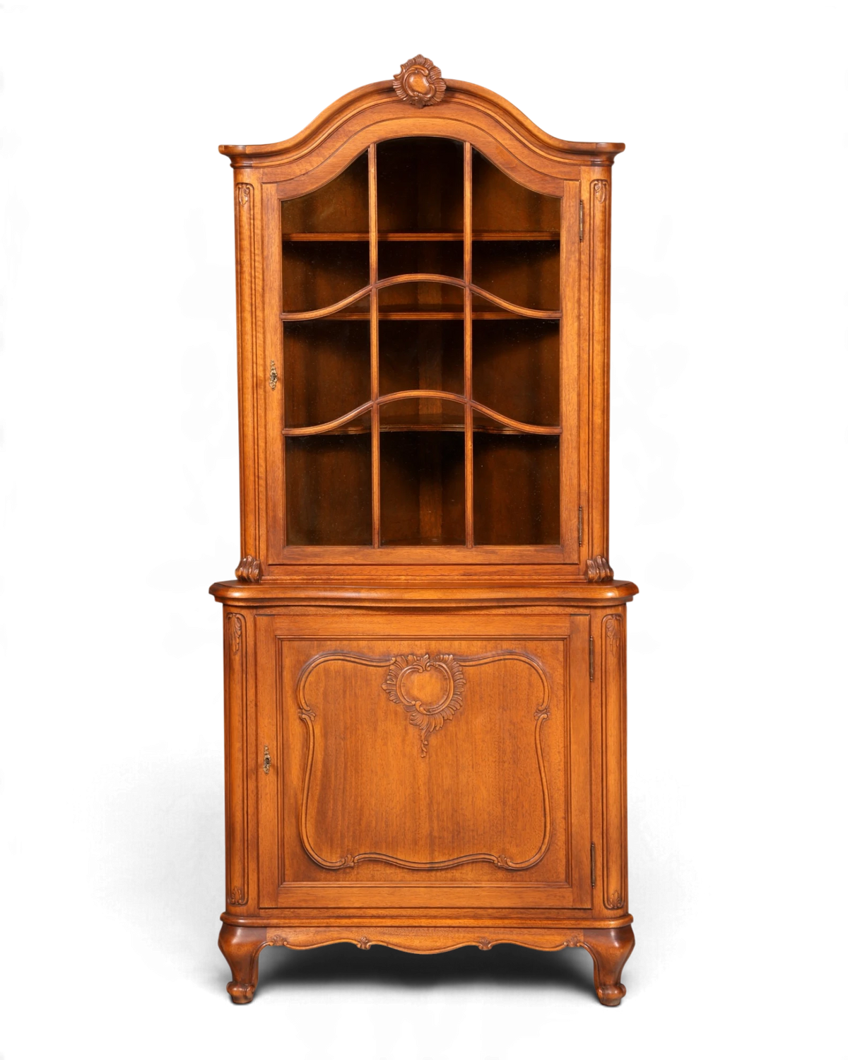 Antike Chippendale Eckvitrine um 1900 Eiche Echt Holz Vitrine Eckschrank Glasvitrine Antiquität
