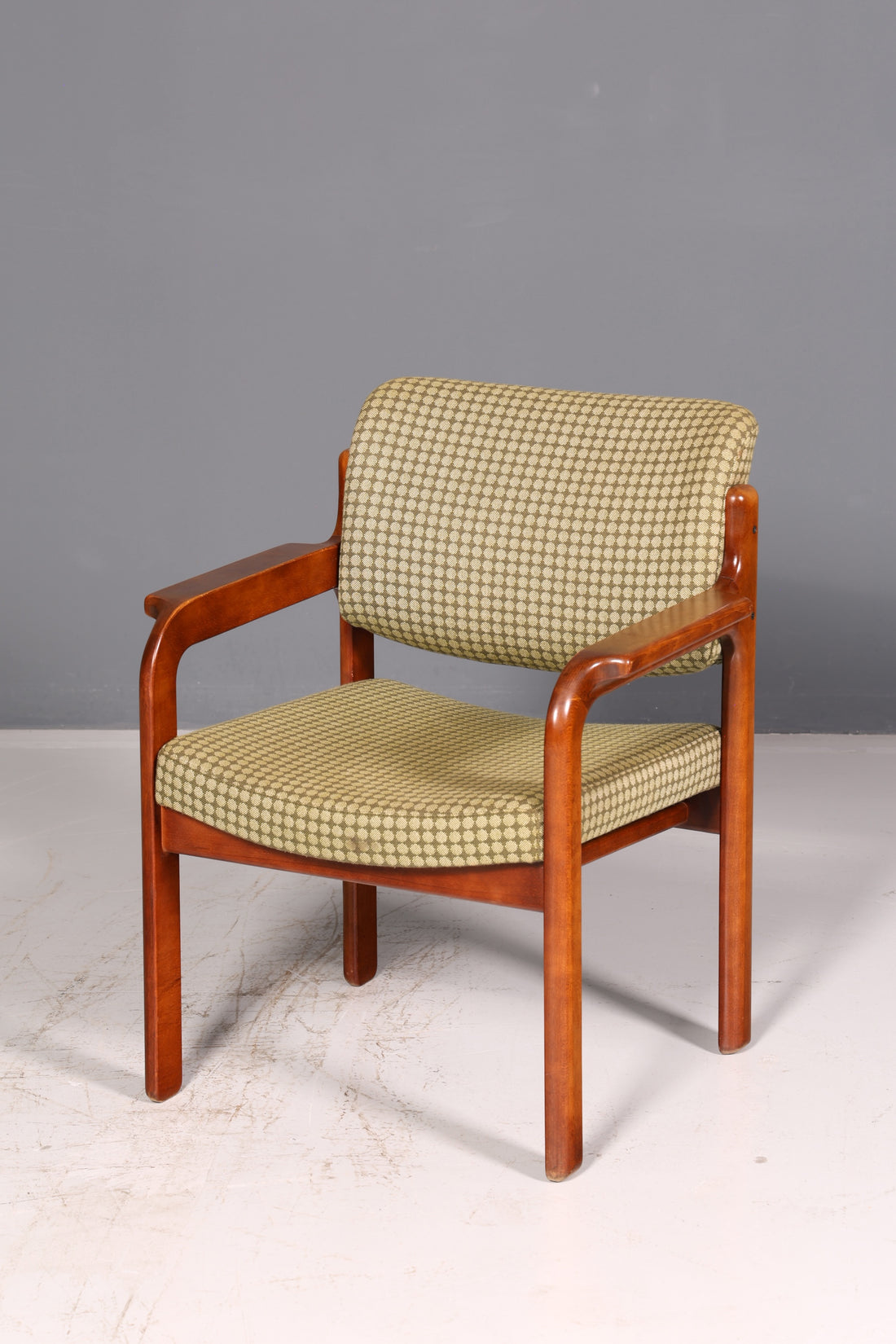 Elegant mid-century armchair, secretary chair, lounge chair, retro wooden armchair, vintage, 1 of 5