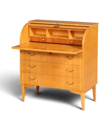 Stilvoller Mid Century Rollladen Sekretär echt Holz Büro Schrank Vintage Schreibkommode