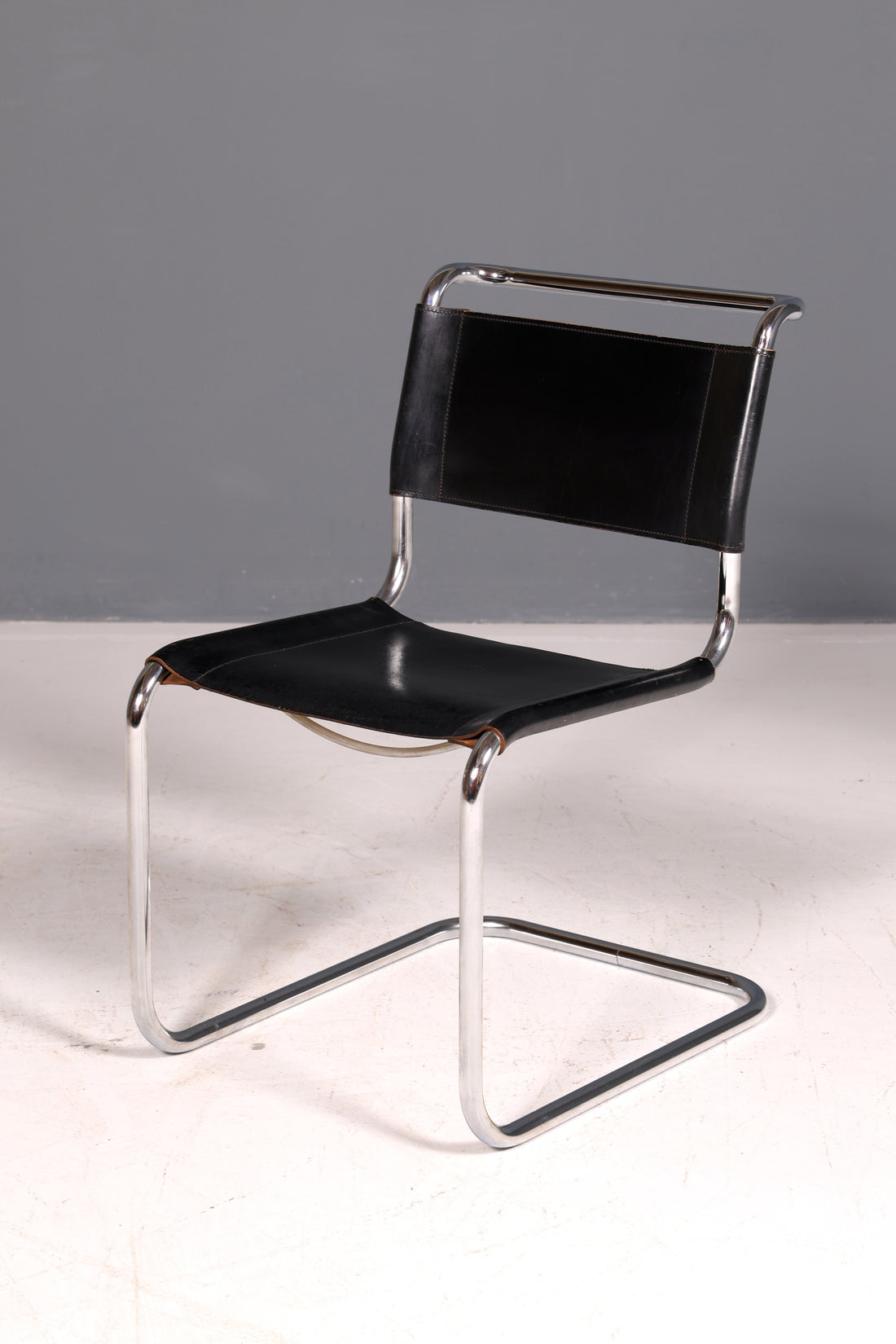 Elegant Original Thonet Cantilever Chair Chrome Leather Black Bauhaus Design Classic Cantilever Chair Dining Room Chair Vintage 2 of 2