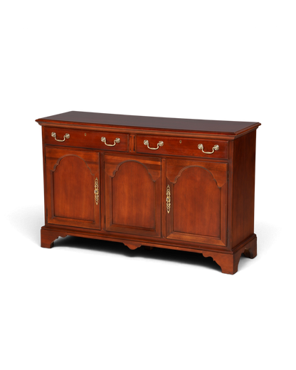 Hauptstadt Möblerei Drexel Heritage Sideboard aus dunklem Holz im Antik-Stil mit Messingbeschlägen und drei Türen