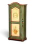 Hauptstadt Möblerei Bauernschrank in Grün mit handgemalten Blumenmotiven und Jahreszahl 1845 auf cremefarbenen Feldern
