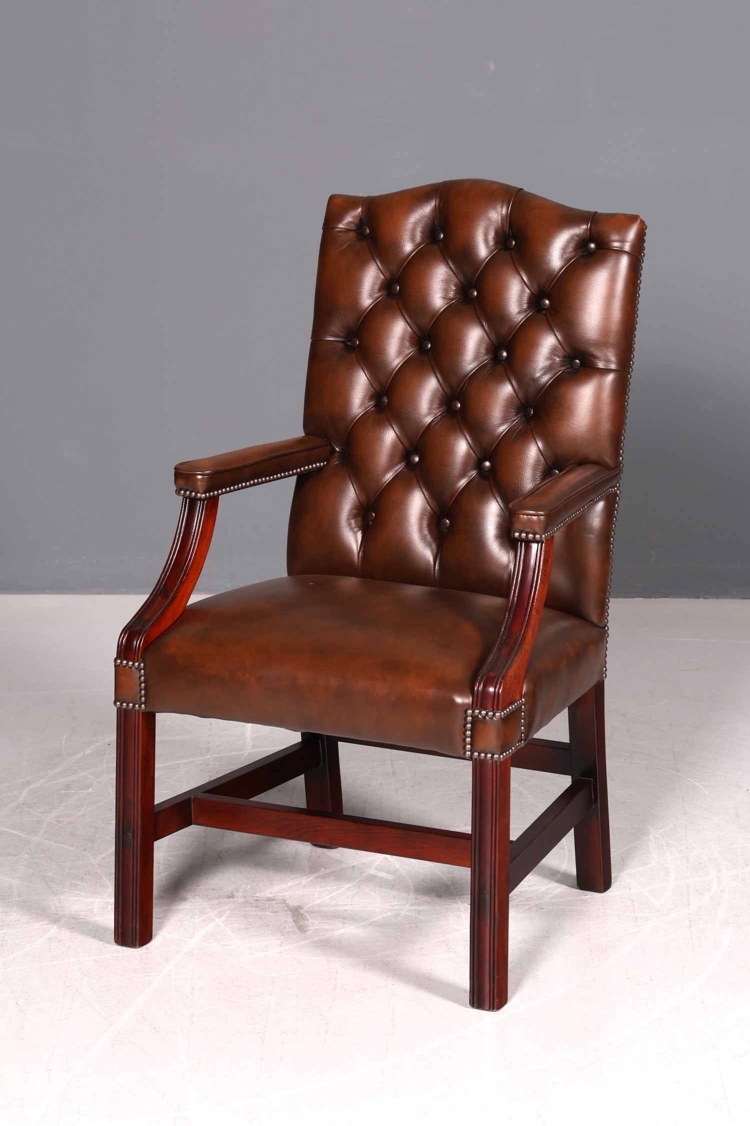 Wunderschöner Original Chesterfield Bürostuhl Claridge Ltd 1983 Echt Leder Englisch Herrensessel Armlehnstuhl UK