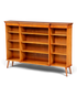 Hauptstadt Möblerei H960 Bücherregal aus hellem Holz im Mid-Century-Stil mit drei Fächern und konischen Beinen
