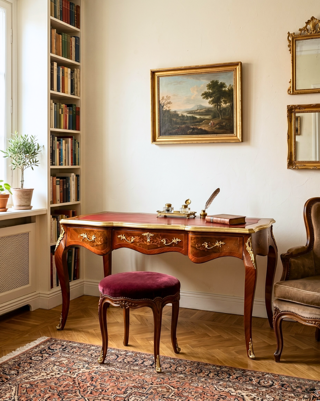 Wunderschöner Louis XV Stil Schreibtisch French Desk Antik Stil Bürotisch Office Table